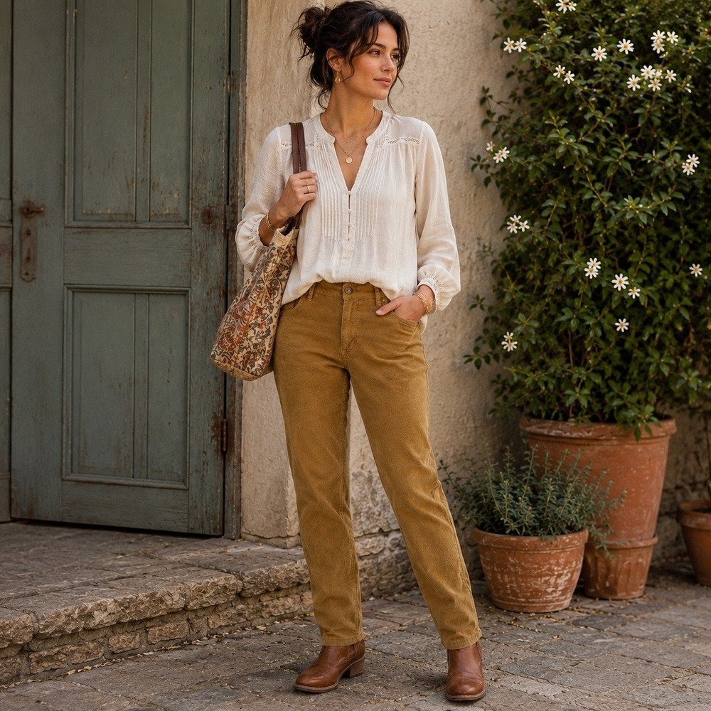 Anthropologie Pilcro & Letterpress Corduroy Pants 32x29 Brown Stet Slim Mid Rise